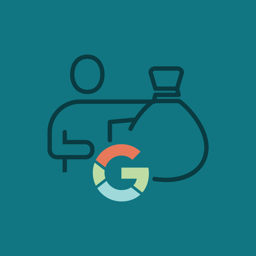 google logo with man in the background