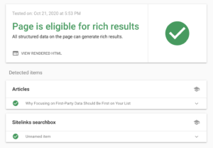 Example of rich results schema